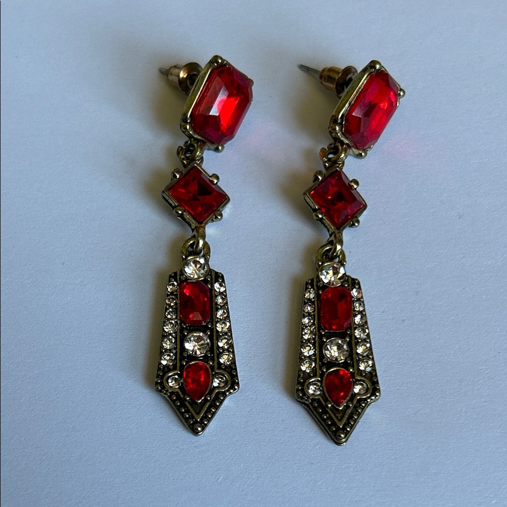 Red Drop Earrings - Elegant Women's Jewelry